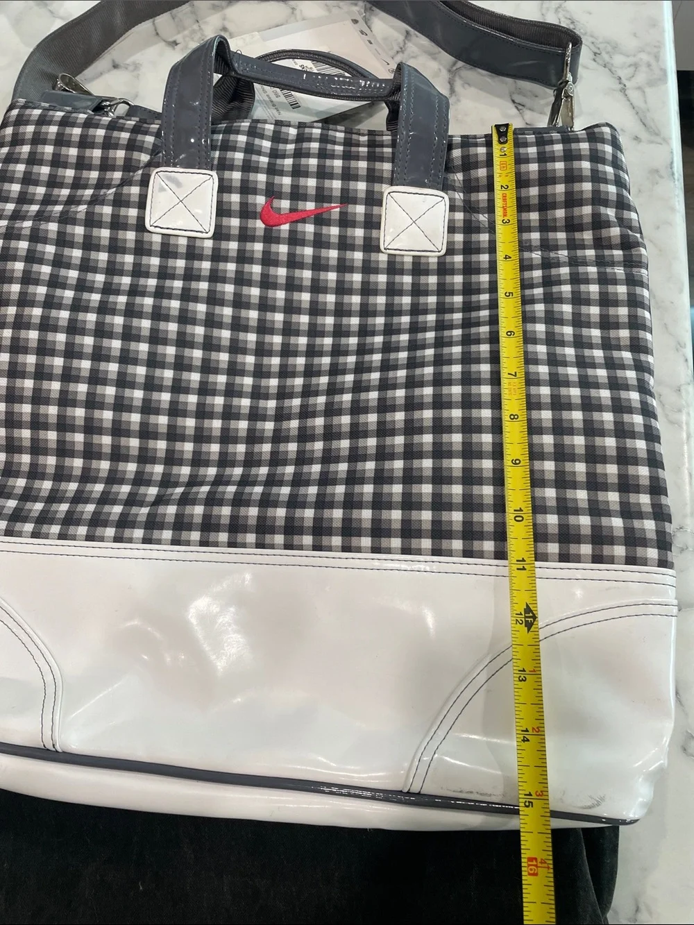 Nike Brassie Shoulder Bag Grey & White Gingham Golf Tote